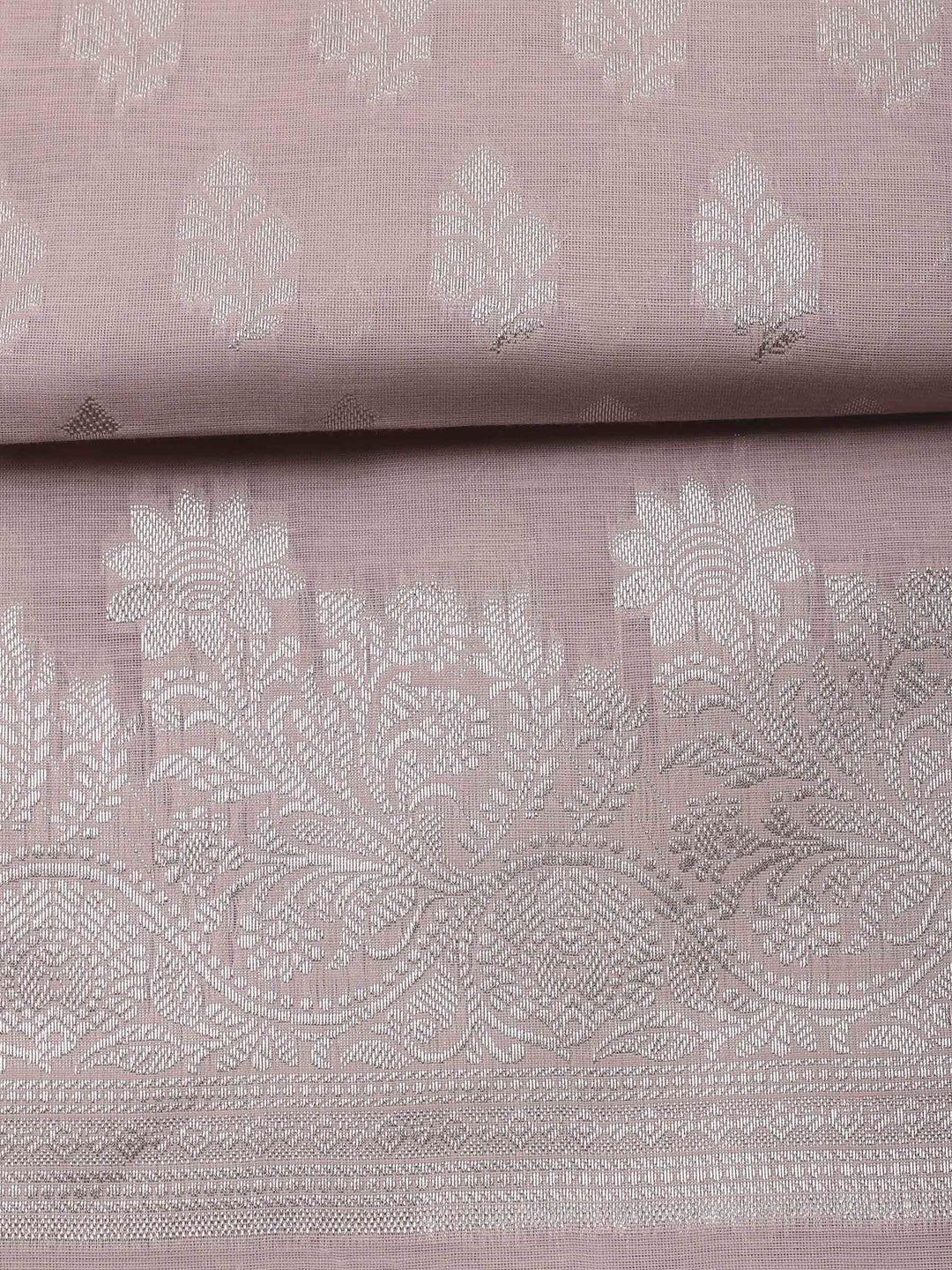 Mauve Woven Design Chanderi Unstitched Suit &amp; Pant With Banarsi Dupatta