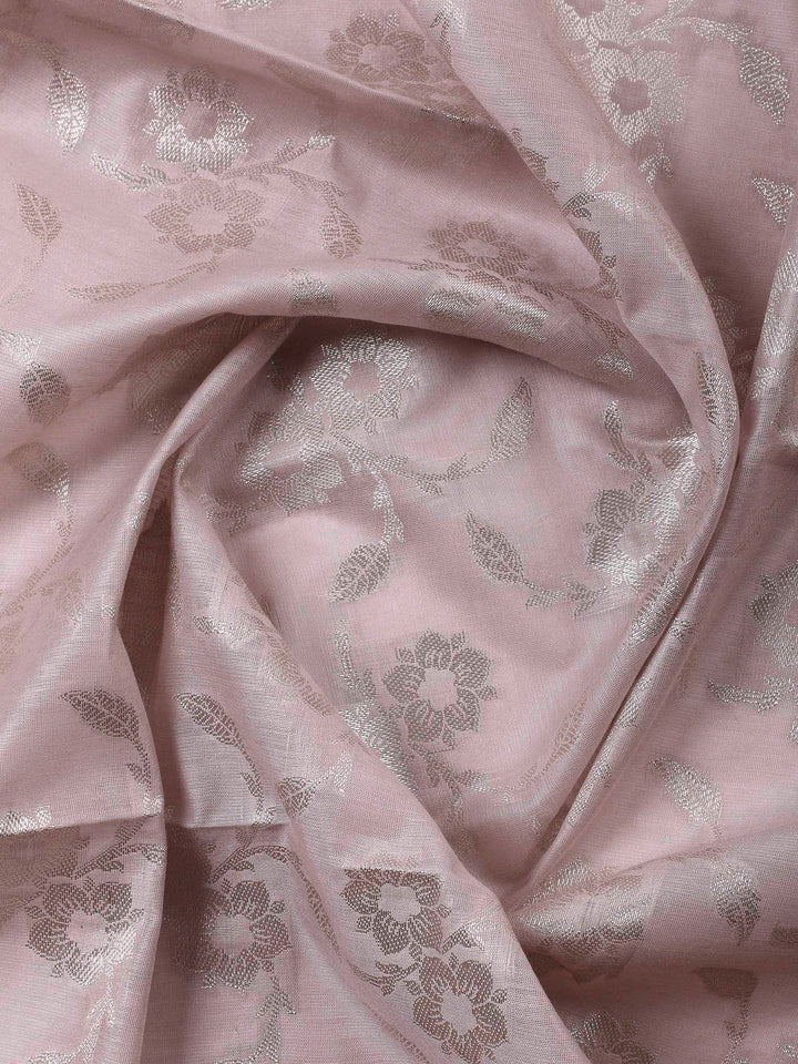 Mauve Woven Design Chanderi Unstitched Suit &amp; Pant With Banarsi Dupatta