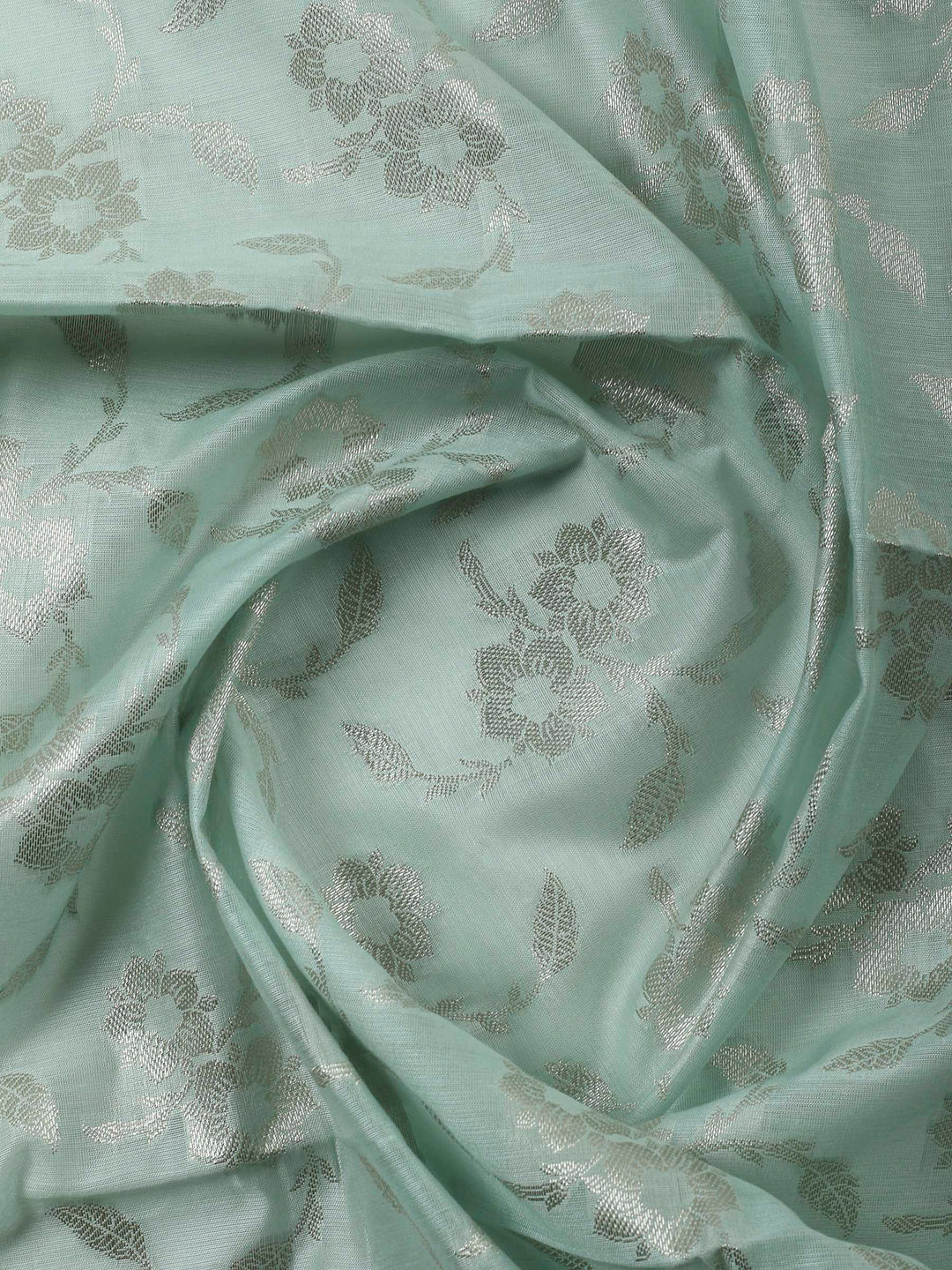 Sea Green Woven Design Chanderi Unstitched Suit &amp; Pant With Banarsi Dupatta