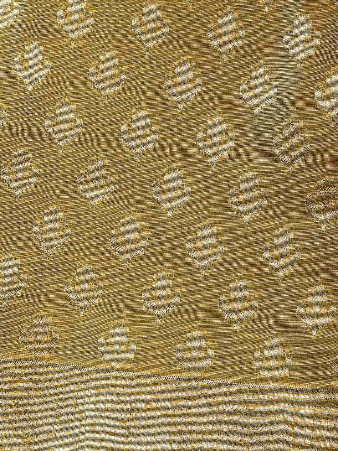 Mustard Woven Design Chanderi Unstitched Dress Material