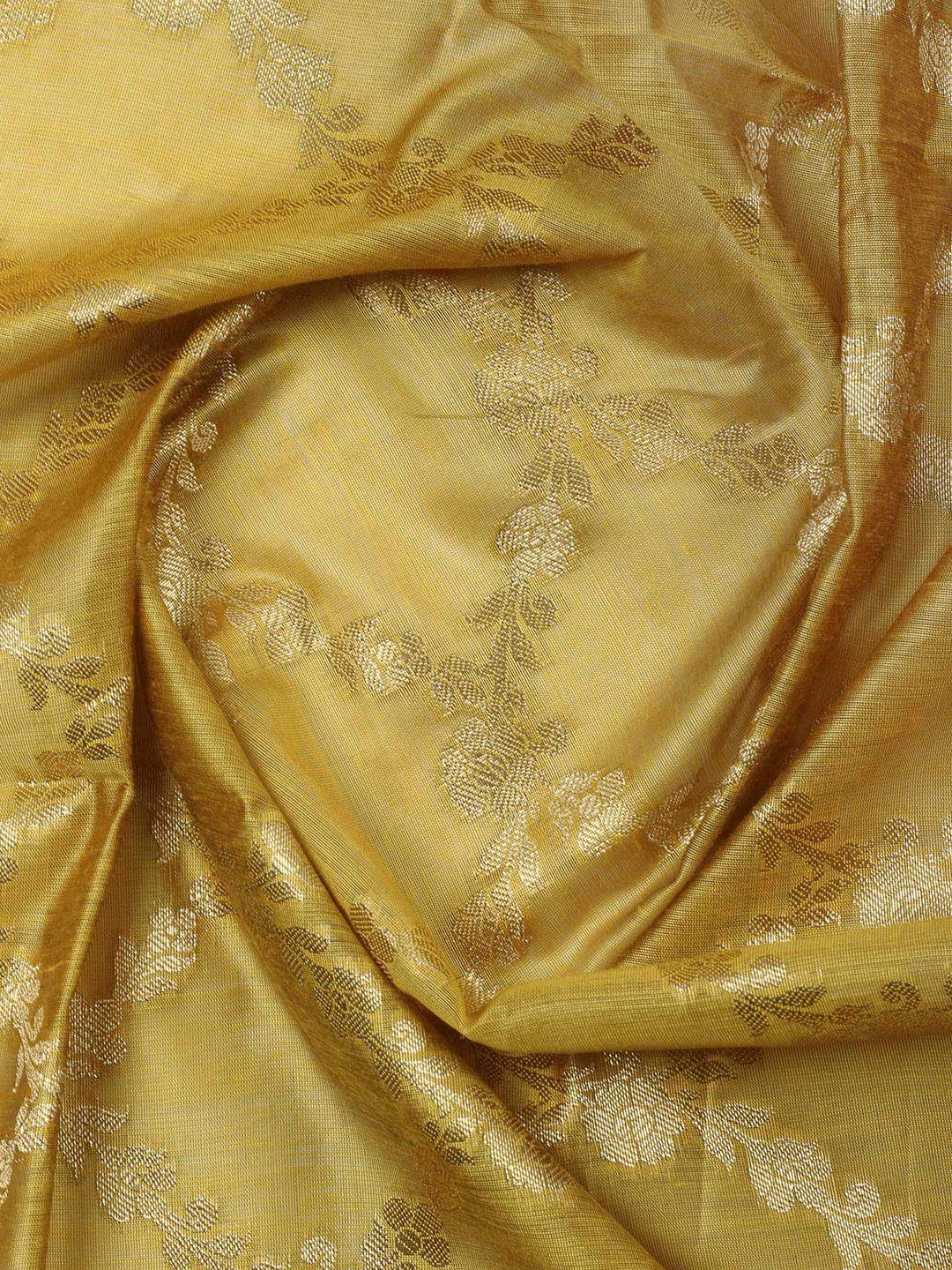 Mustard Woven Design Chanderi Unstitched Dress Material