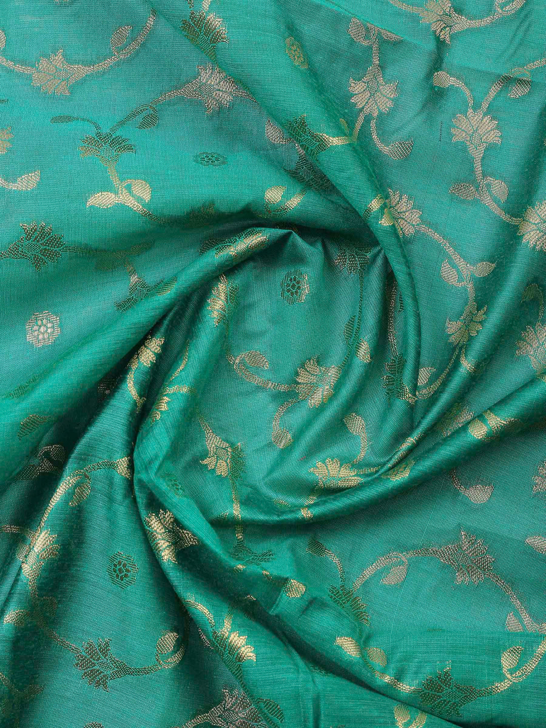 Green Banarasi Chanderi Unstitched Dress Material