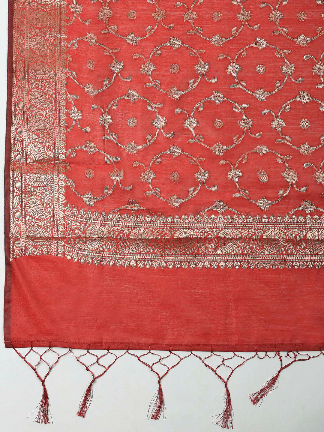 Maroon Banarasi Chanderi Unstitched Dress Material