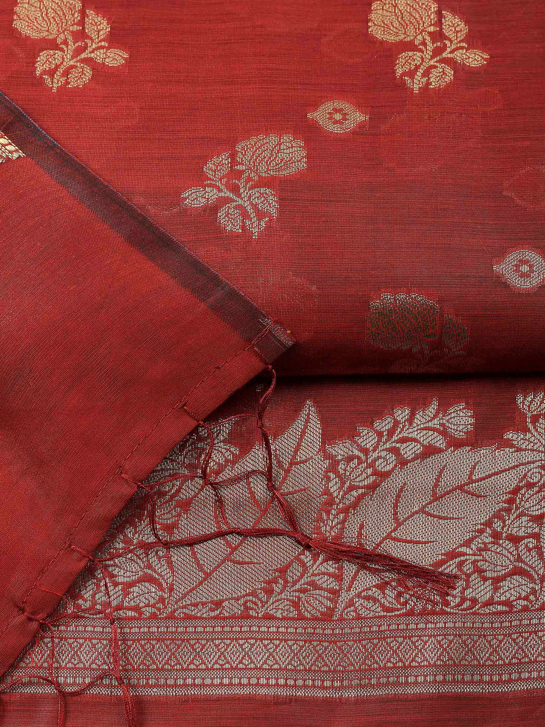 Maroon Banarasi Chanderi Unstitched Dress Material