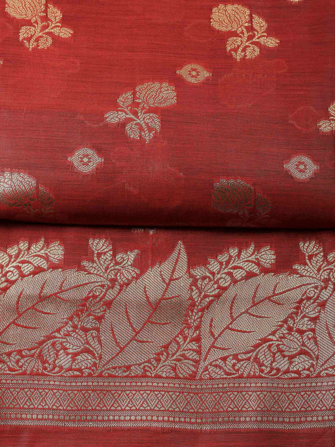 Maroon Banarasi Chanderi Unstitched Dress Material