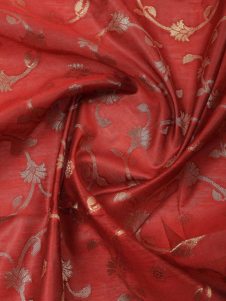 Maroon Banarasi Chanderi Unstitched Dress Material