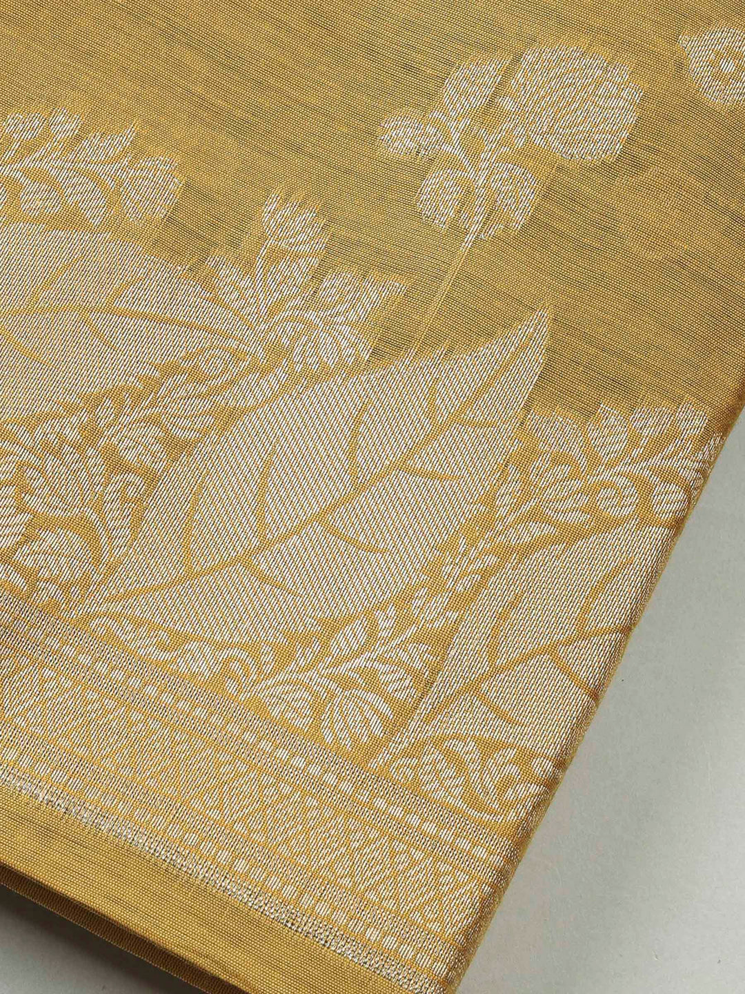 Mustard Banarasi Chanderi Unstitched Dress Material