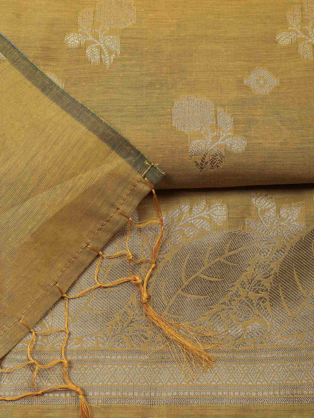 Mustard Banarasi Chanderi Unstitched Dress Material