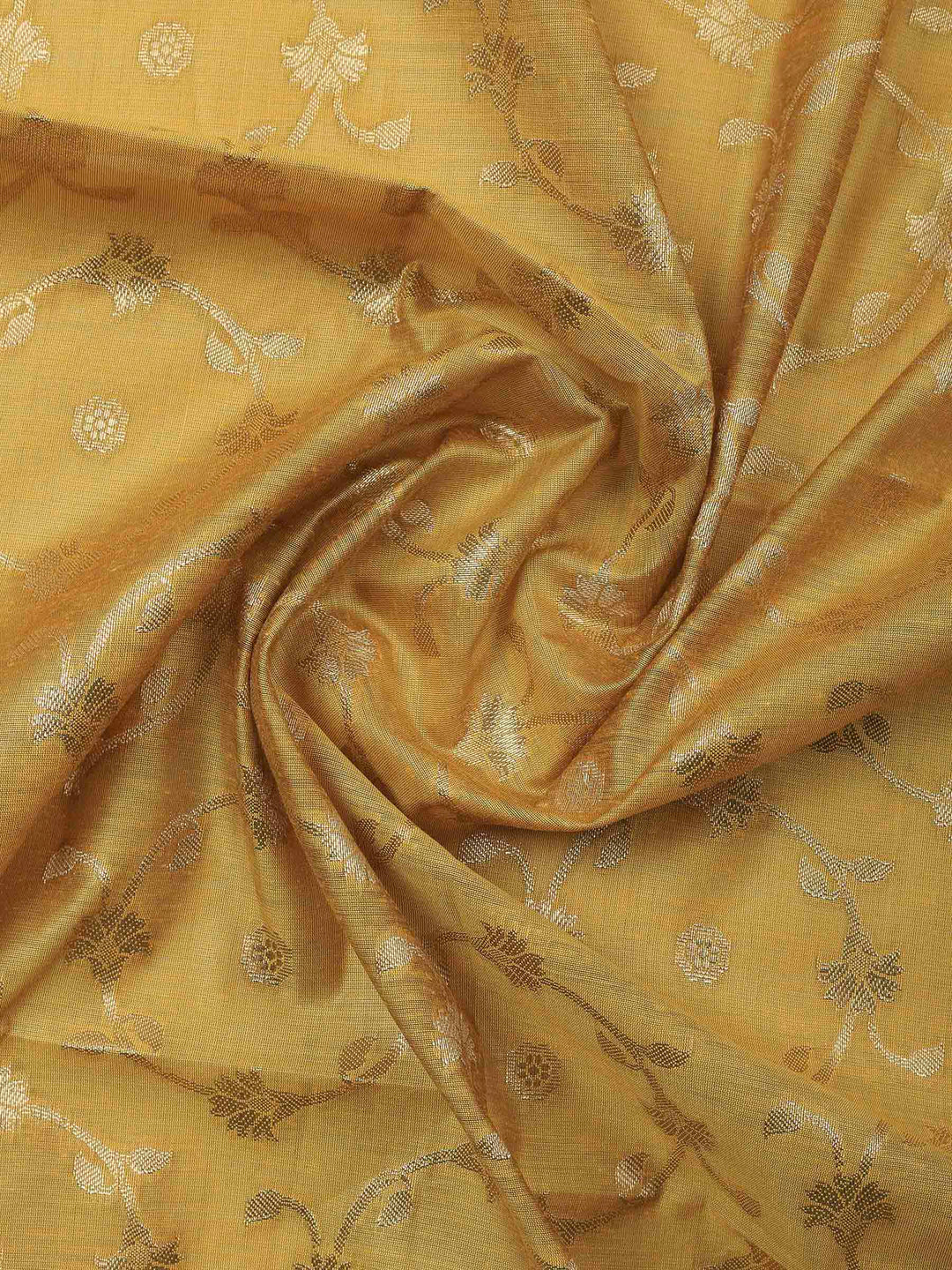 Mustard Banarasi Chanderi Unstitched Dress Material