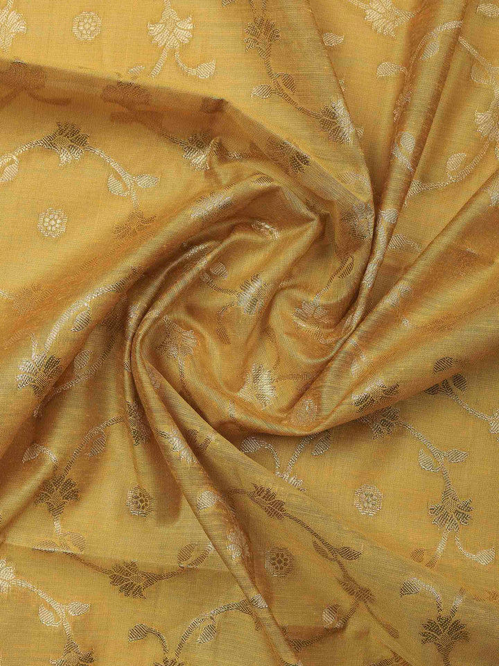 Mustard Banarasi Chanderi Unstitched Dress Material