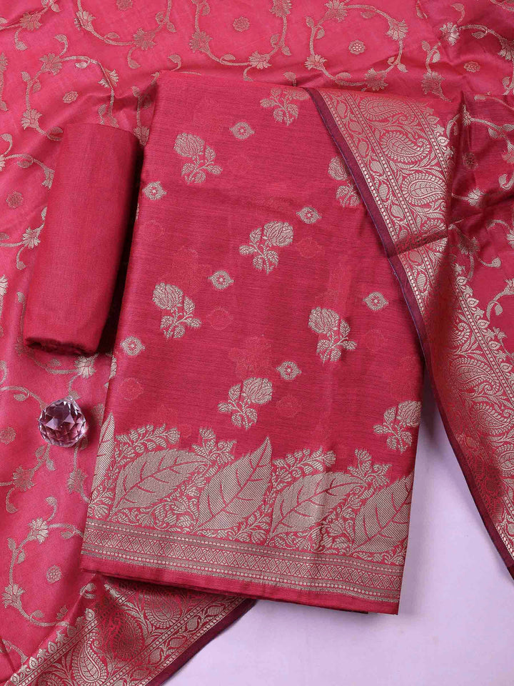Rani Banarasi Chanderi Unstitched Dress Material