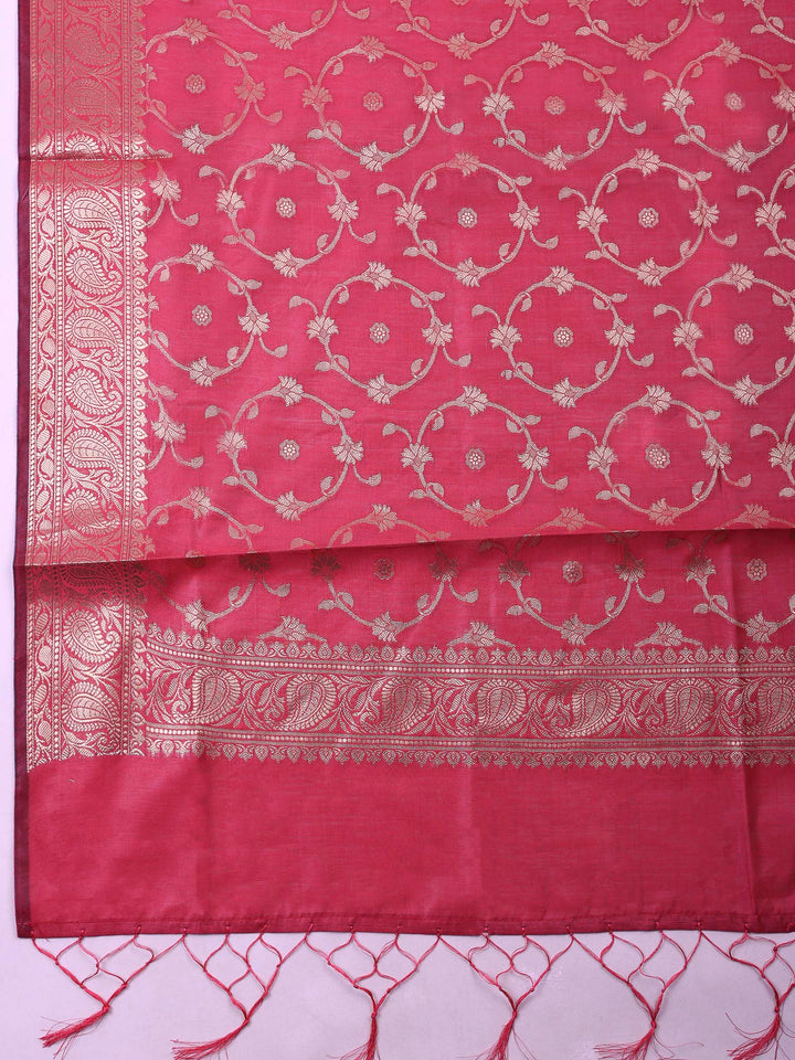 Rani Banarasi Chanderi Unstitched Dress Material