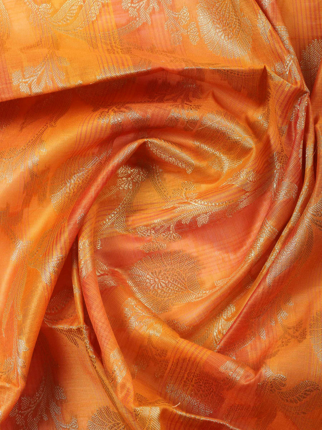 Orange Woven Design Chanderi Unstitched Suit &amp; Pant With Banarsi Dupatta