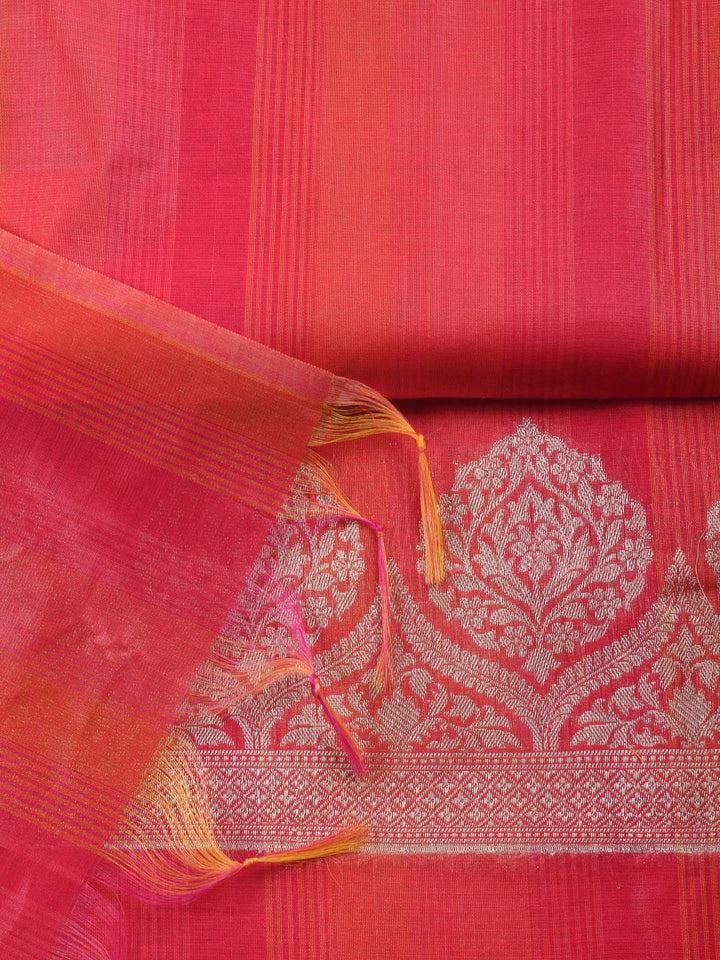 Rust Woven Design Chanderi Unstitched Suit &amp; Pant With Banarsi Dupatta