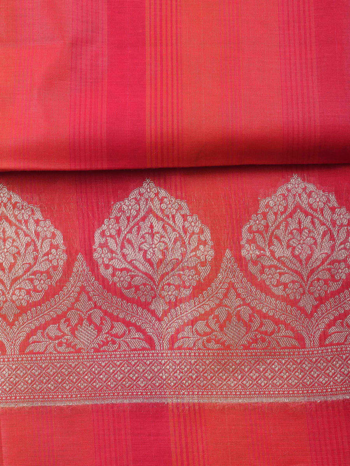 Rust Woven Design Chanderi Unstitched Suit &amp; Pant With Banarsi Dupatta