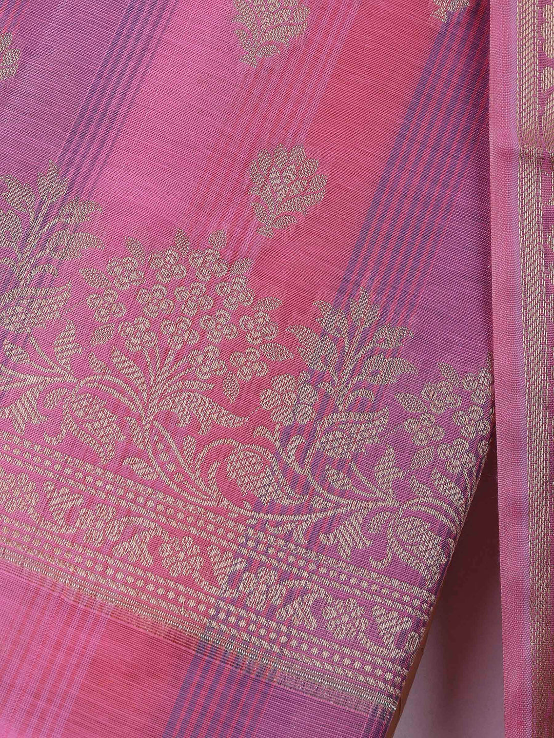 Coral Pink Banarasi Chanderi Unstitched Dress Material