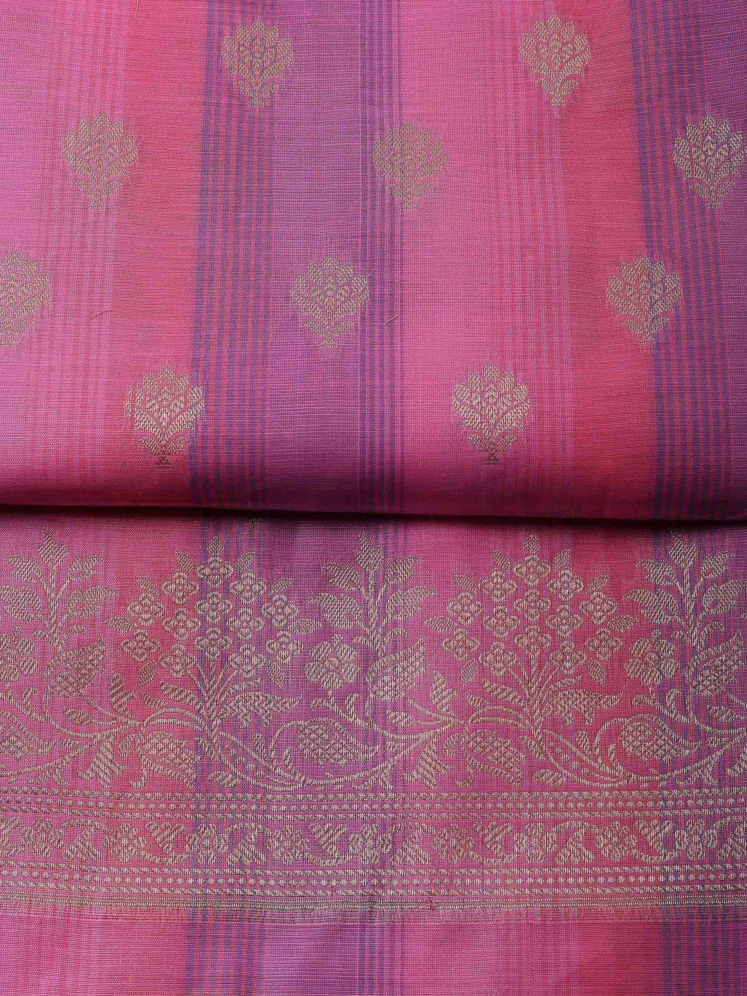 Coral Pink Banarasi Chanderi Unstitched Dress Material