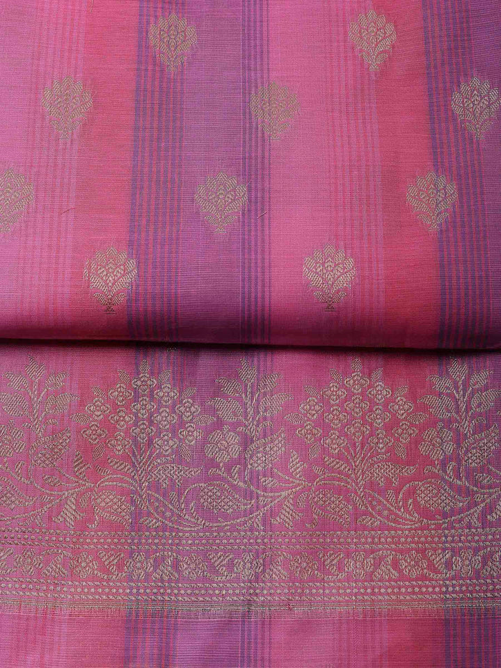 Coral Pink Banarasi Chanderi Unstitched Dress Material