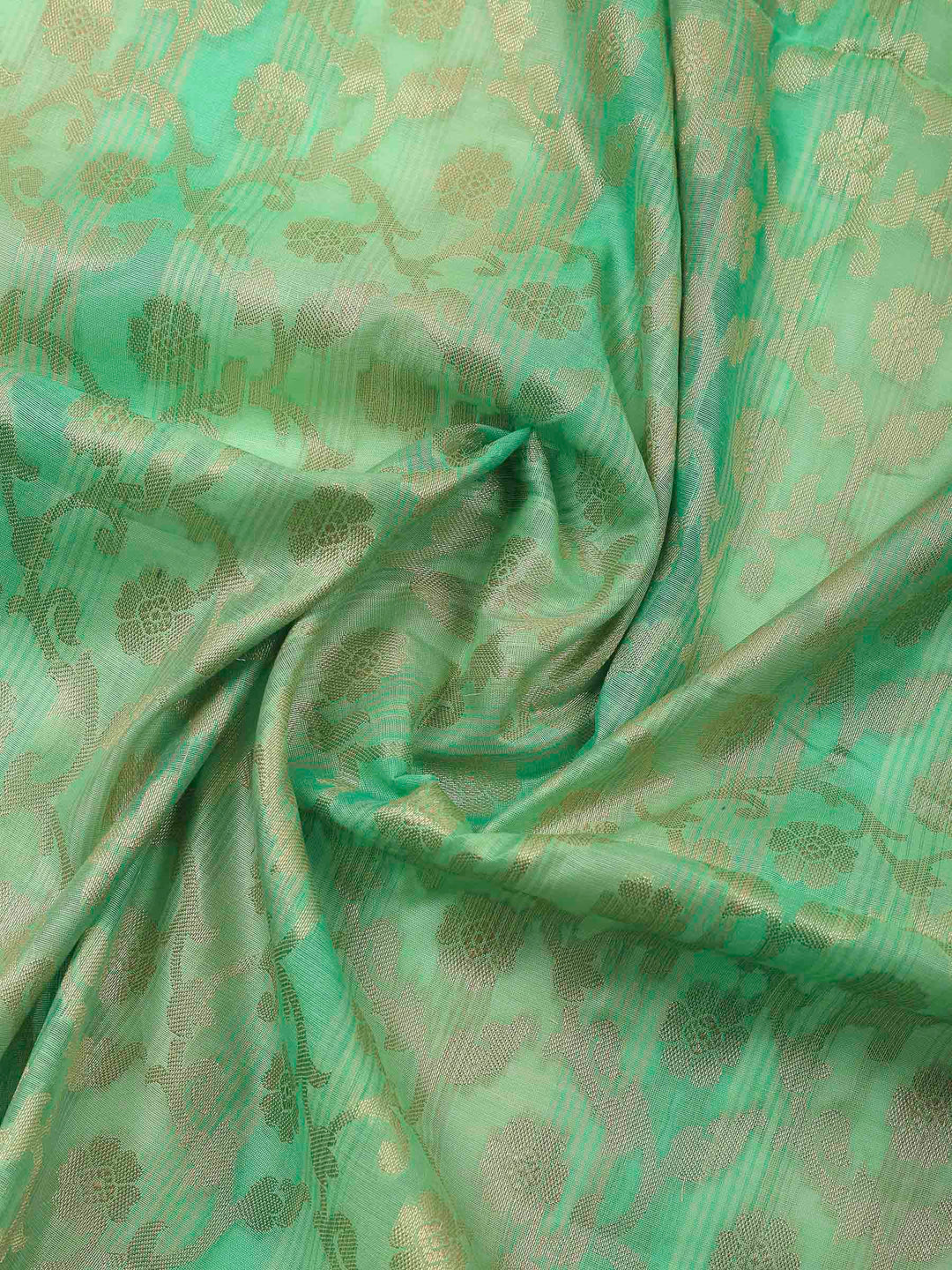 Green Banarasi Chanderi Unstitched Dress Material