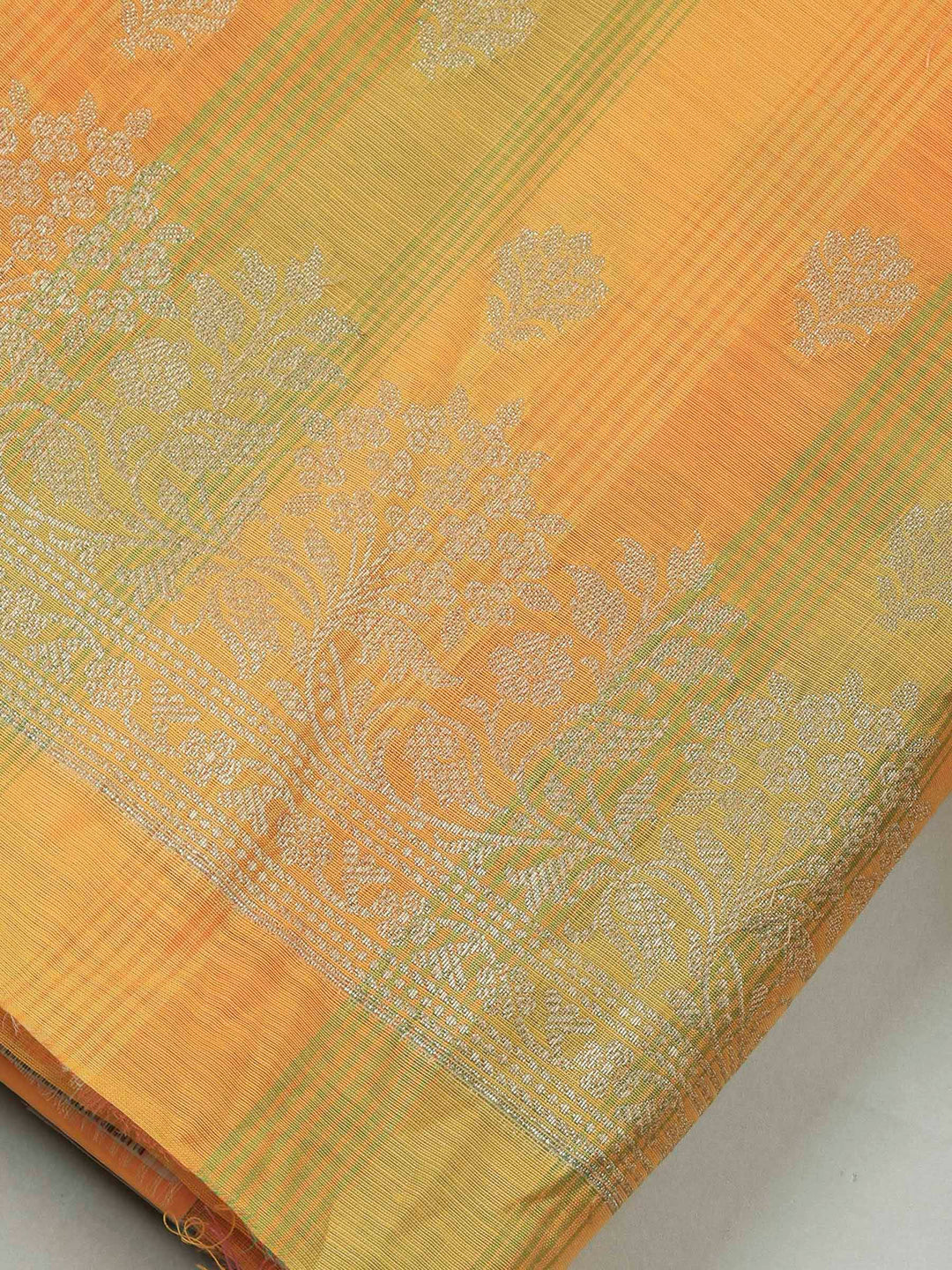 Mustard Banarasi Chanderi Unstitched Dress Material