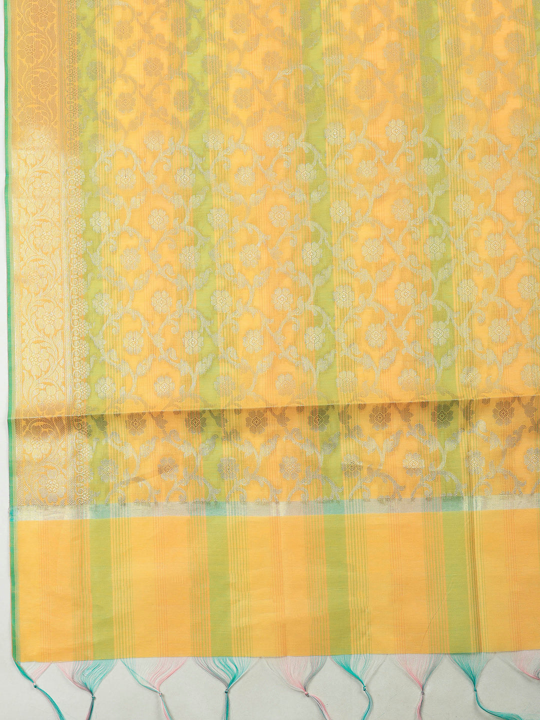 Mustard Banarasi Chanderi Unstitched Dress Material