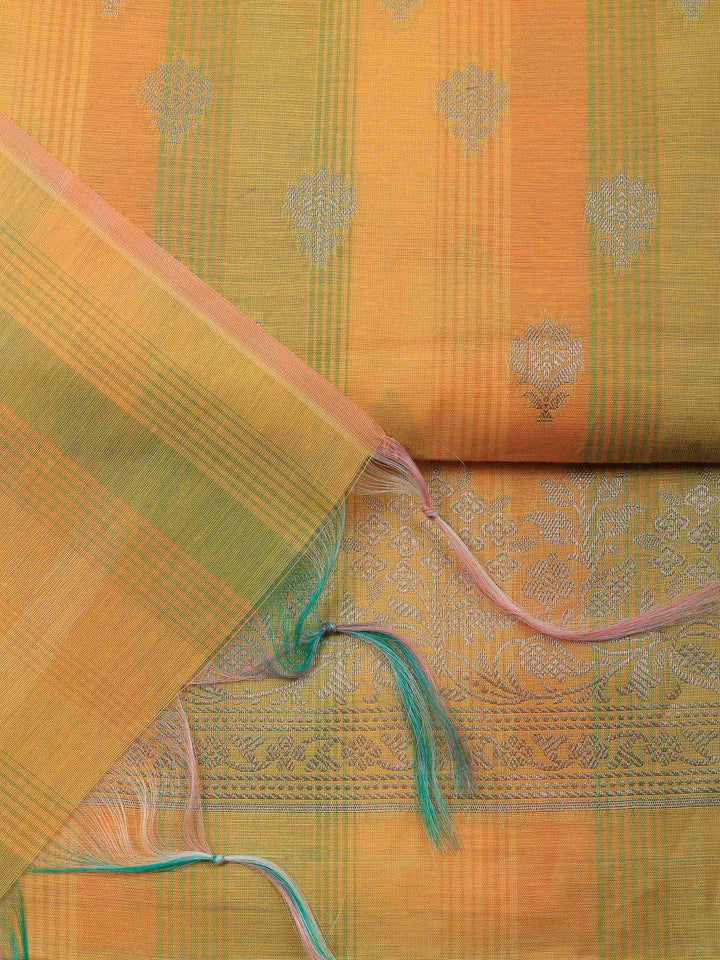 Mustard Banarasi Chanderi Unstitched Dress Material