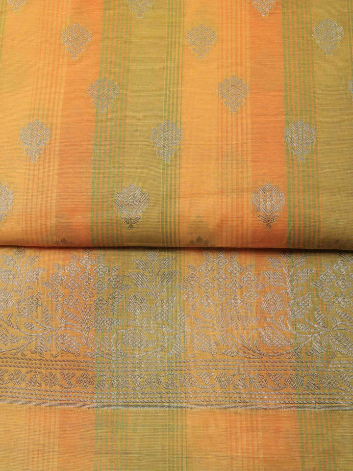 Mustard Banarasi Chanderi Unstitched Dress Material