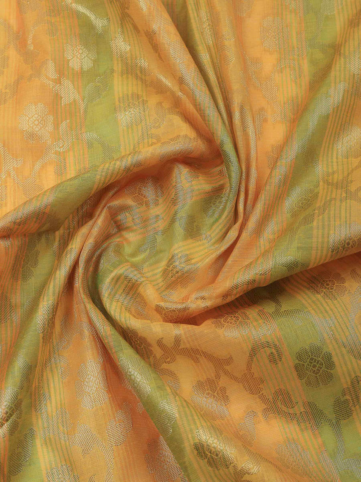 Mustard Banarasi Chanderi Unstitched Dress Material