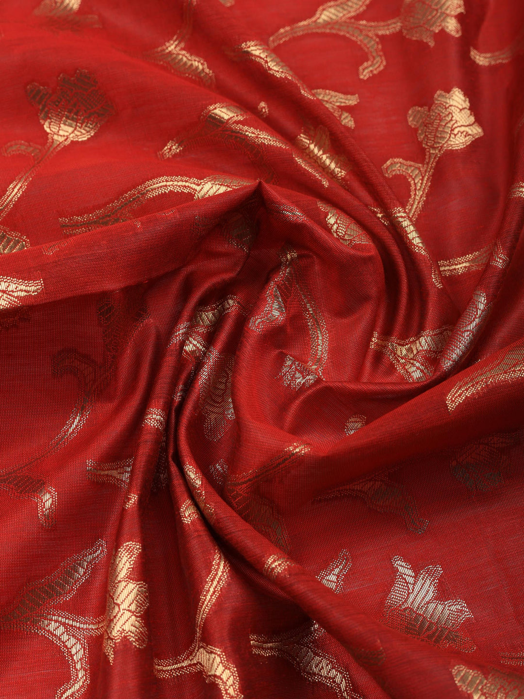 Maroon Woven Design Chanderi Unstitched Suit &amp; Pant With Chanderi Dupatta