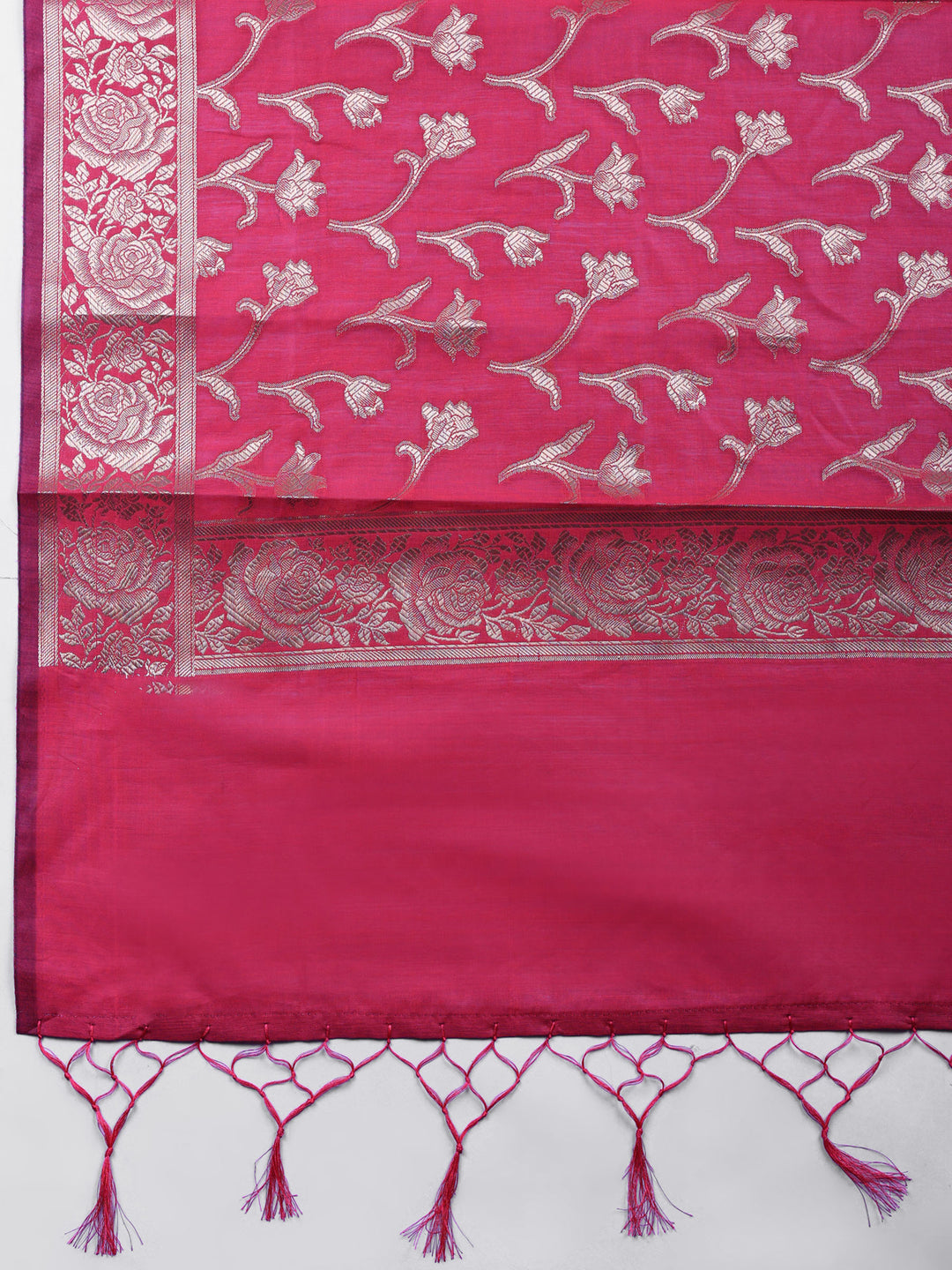 Rani Woven Design Chanderi Unstitched Suit &amp; Pant With Chanderi Dupatta
