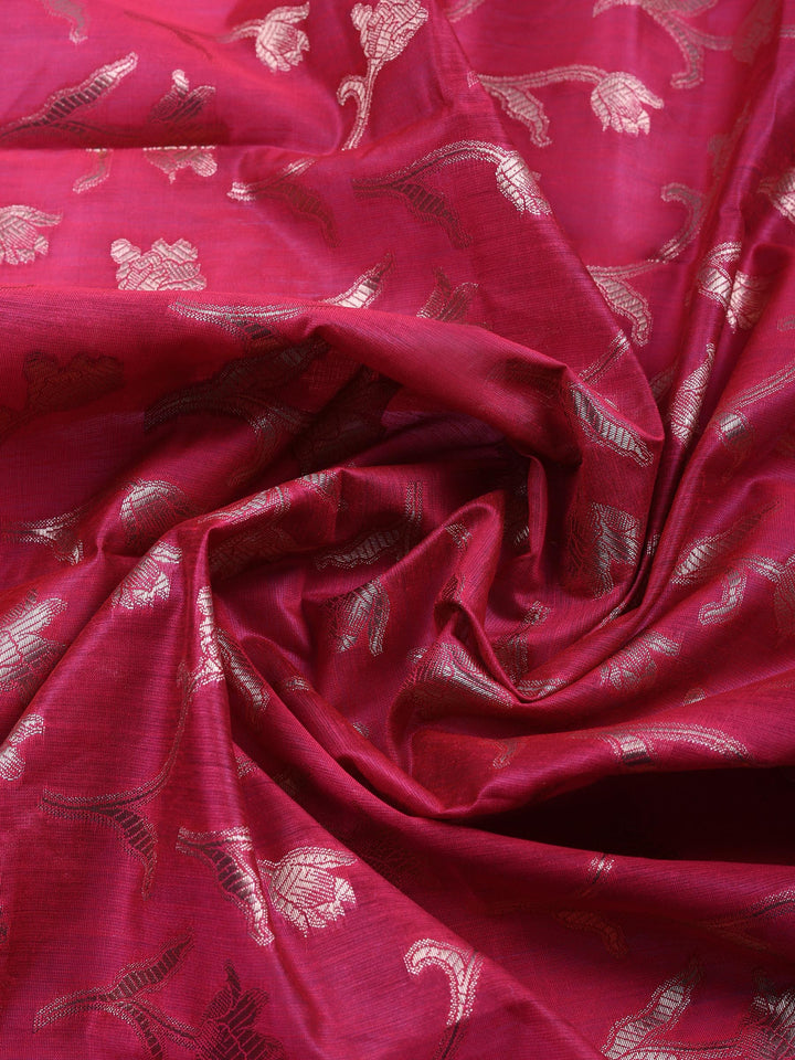 Rani Woven Design Chanderi Unstitched Suit &amp; Pant With Chanderi Dupatta