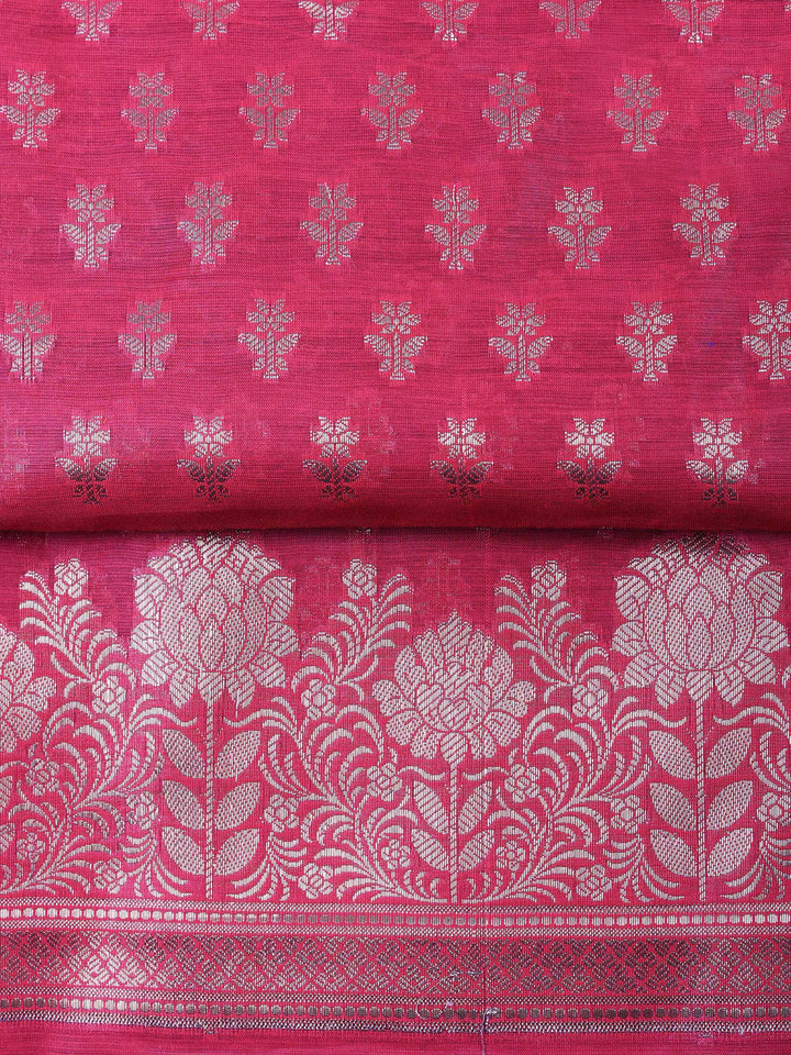 Rani Woven Design Chanderi Unstitched Suit &amp; Pant With Chanderi Dupatta