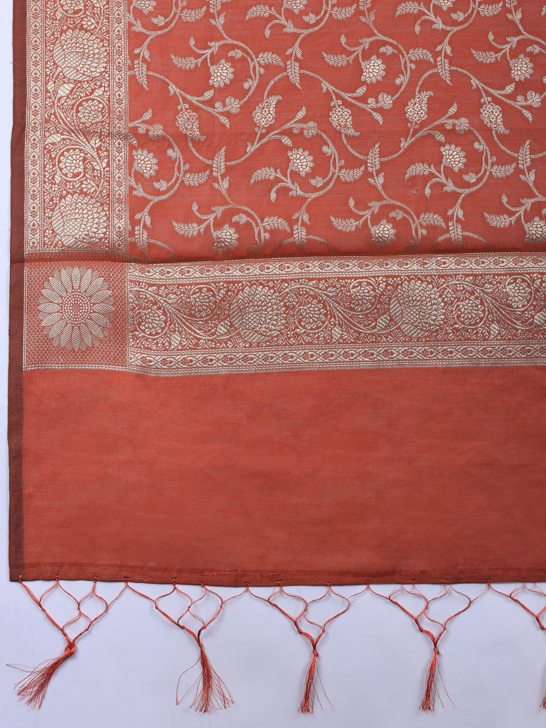 Brick Woven Design Chanderi Unstitched Suit &amp; Pant With Chanderi Dupatta