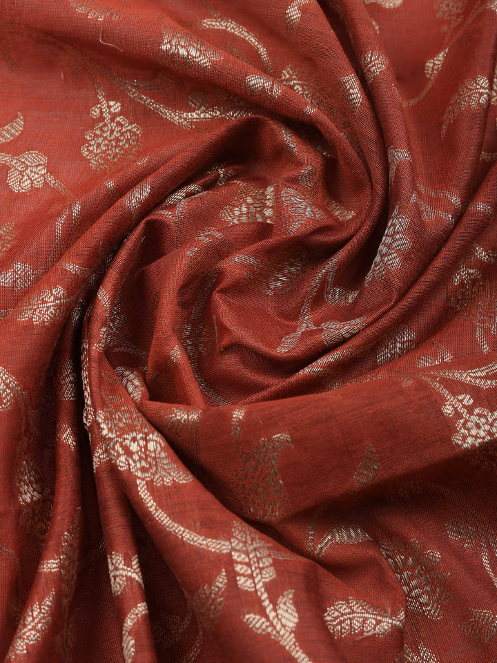 Brick Woven Design Chanderi Unstitched Suit &amp; Pant With Chanderi Dupatta