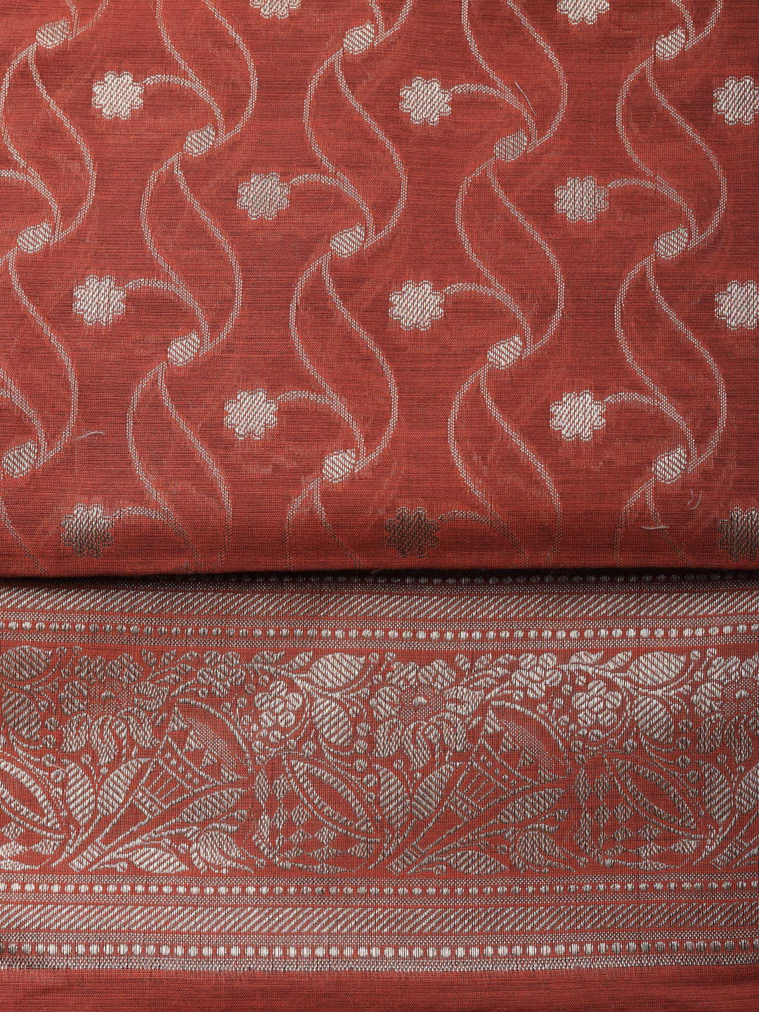 Brick Woven Design Chanderi Unstitched Suit &amp; Pant With Chanderi Dupatta