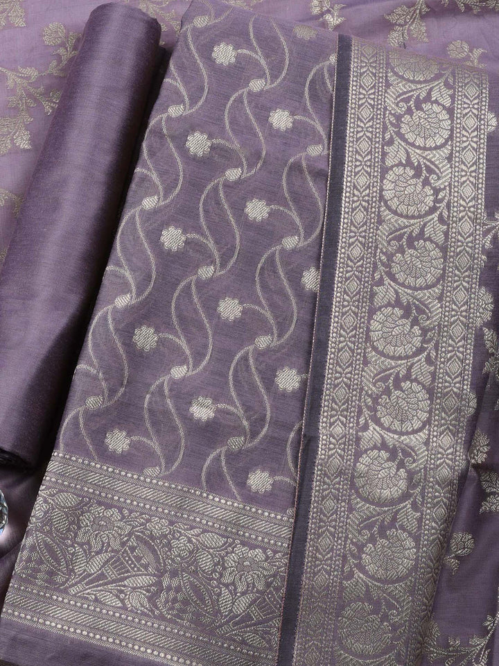 Hyacinth Woven Design Chanderi Unstitched Suit &amp; Pant With Chanderi Dupatta