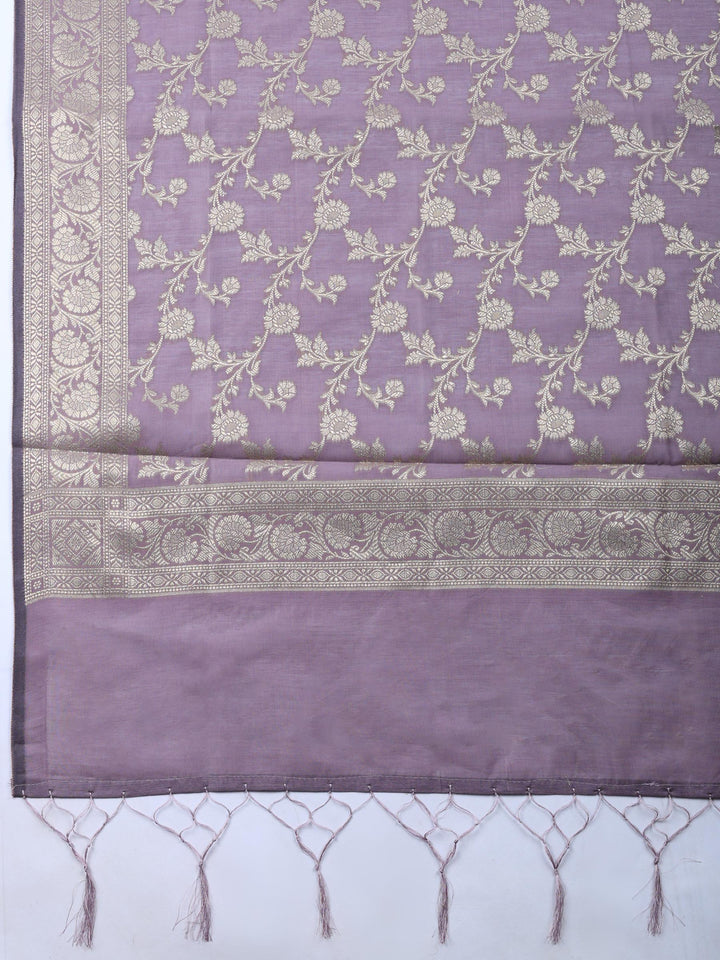 Hyacinth Woven Design Chanderi Unstitched Suit &amp; Pant With Chanderi Dupatta