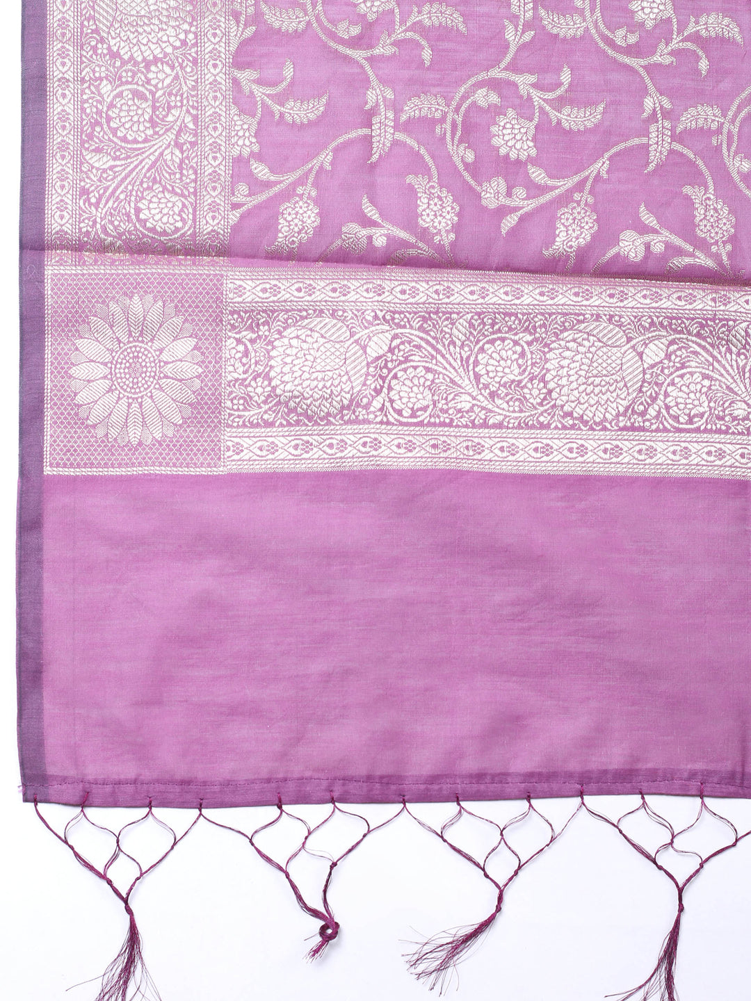 Lavender Woven Design Chanderi Unstitched Suit &amp; Pant With Chanderi Dupatta