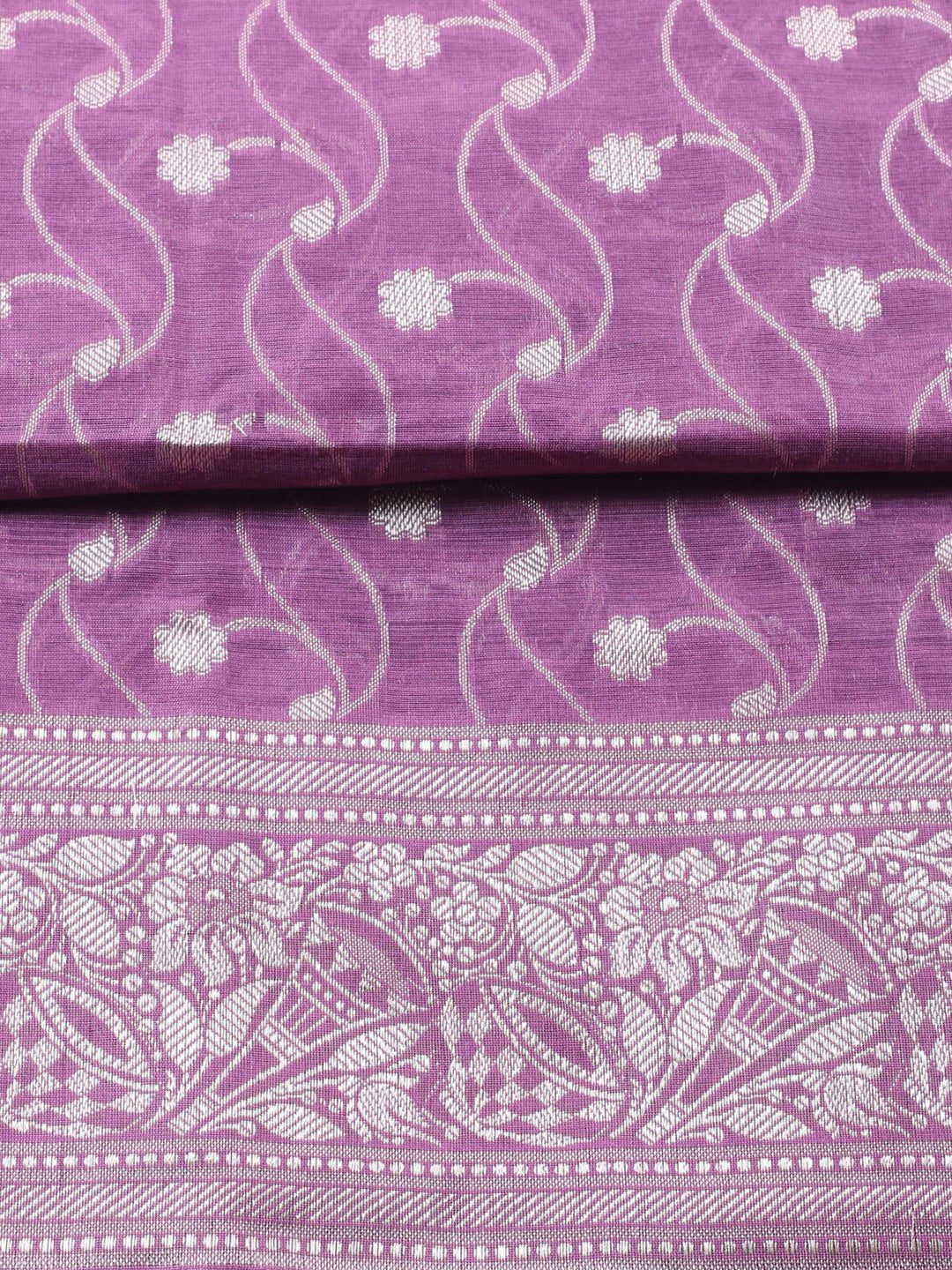 Lavender Woven Design Chanderi Unstitched Suit &amp; Pant With Chanderi Dupatta