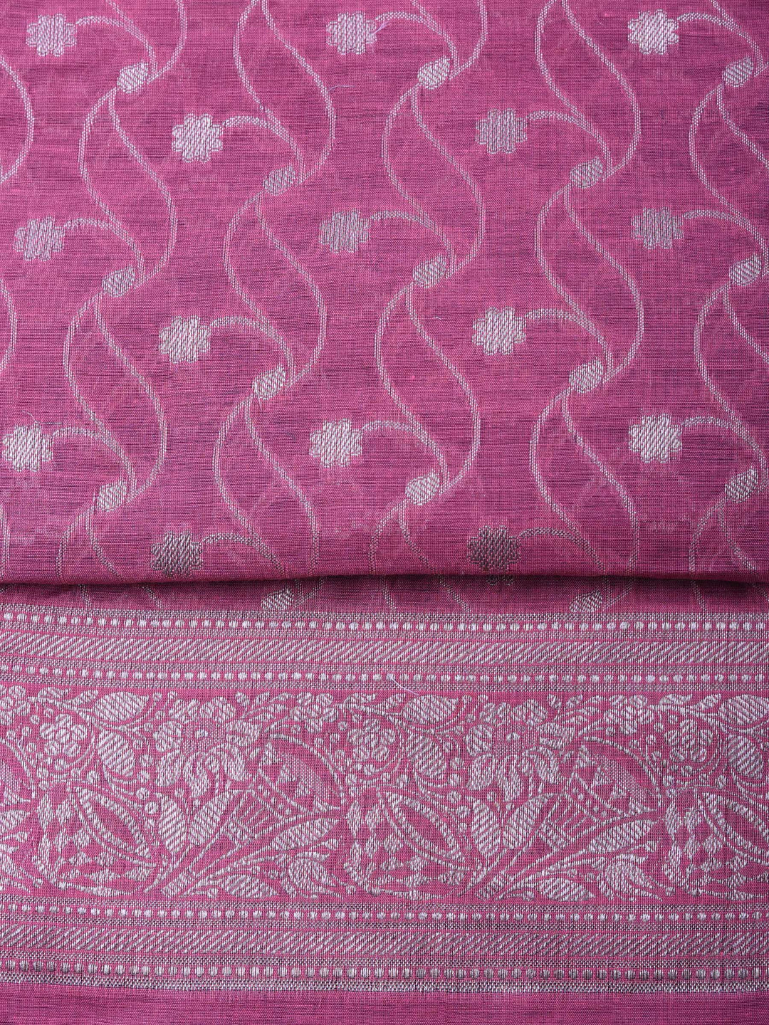 Mauve Woven Design Chanderi Unstitched Suit &amp; Pant With Chanderi Dupatta