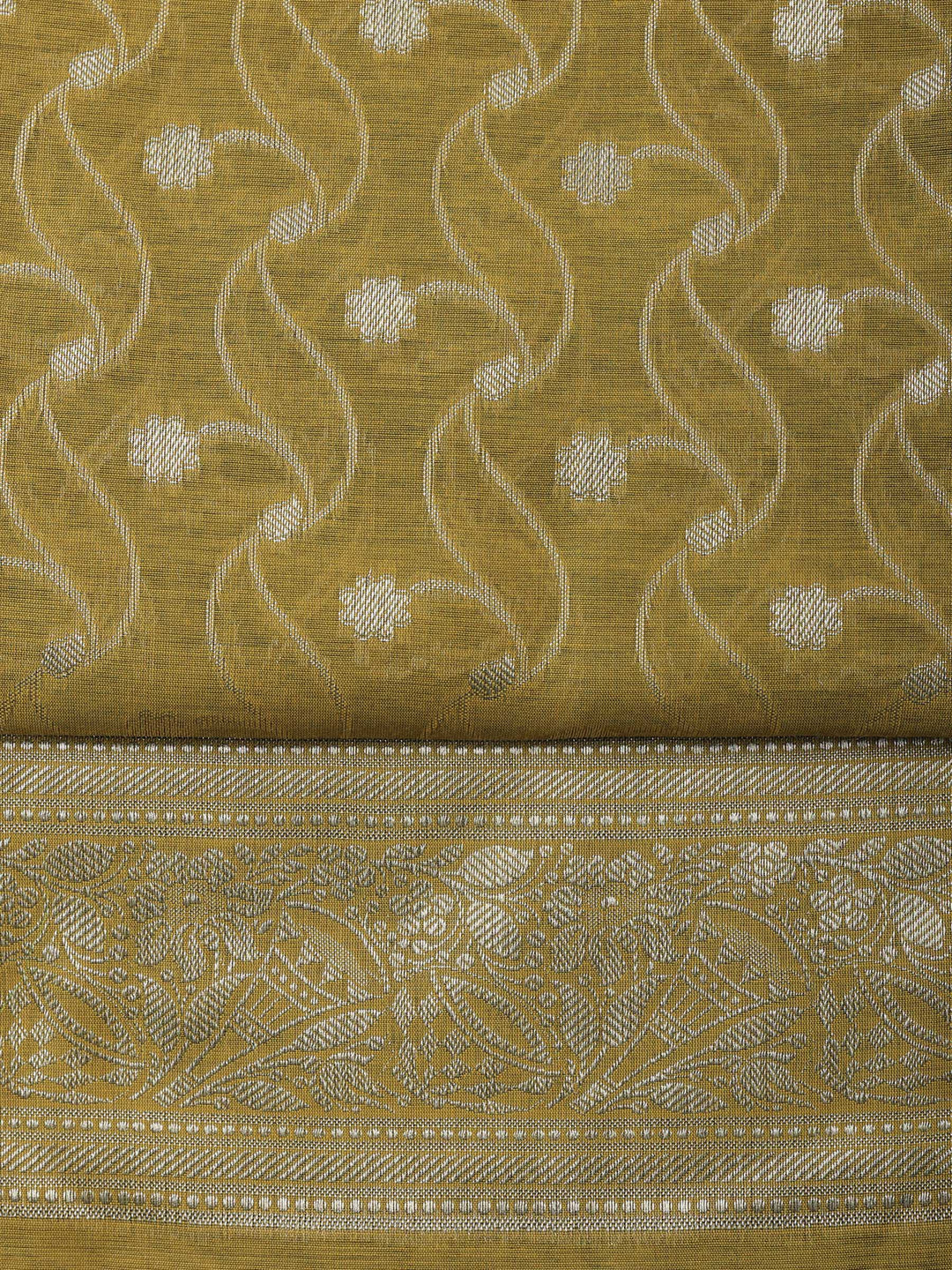 Mehndi Woven Design Chanderi Unstitched Suit &amp; Pant With Chanderi Dupatta
