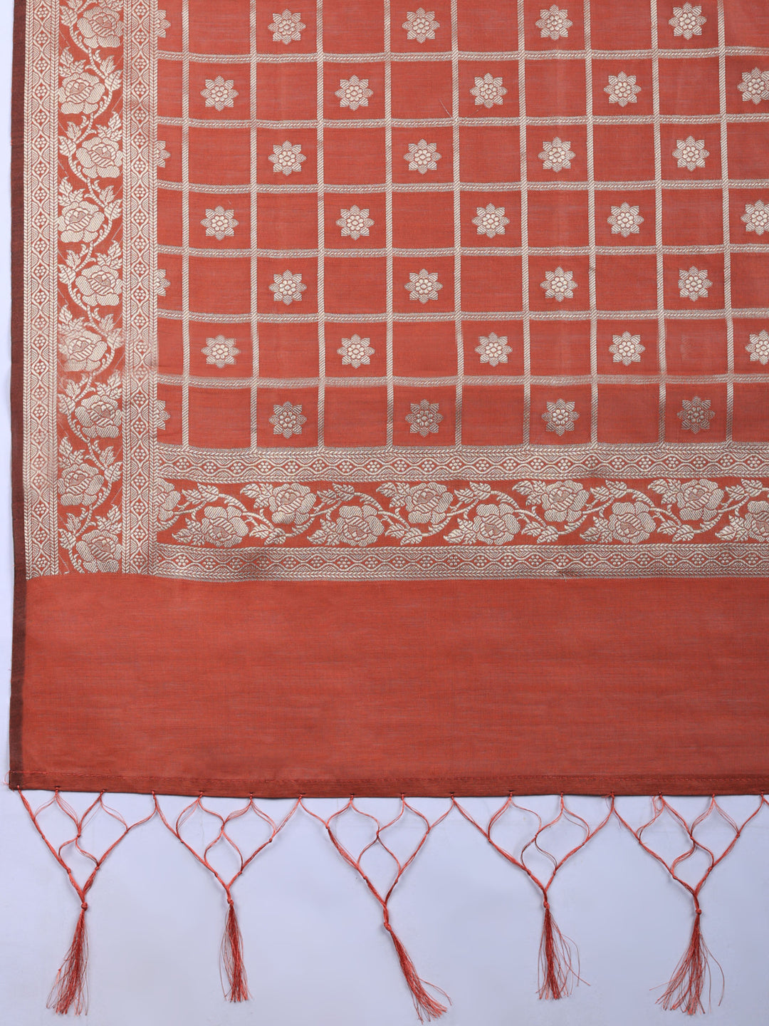 Brick Woven Design Chanderi Unstitched Suit &amp; Pant With Chanderi Dupatta