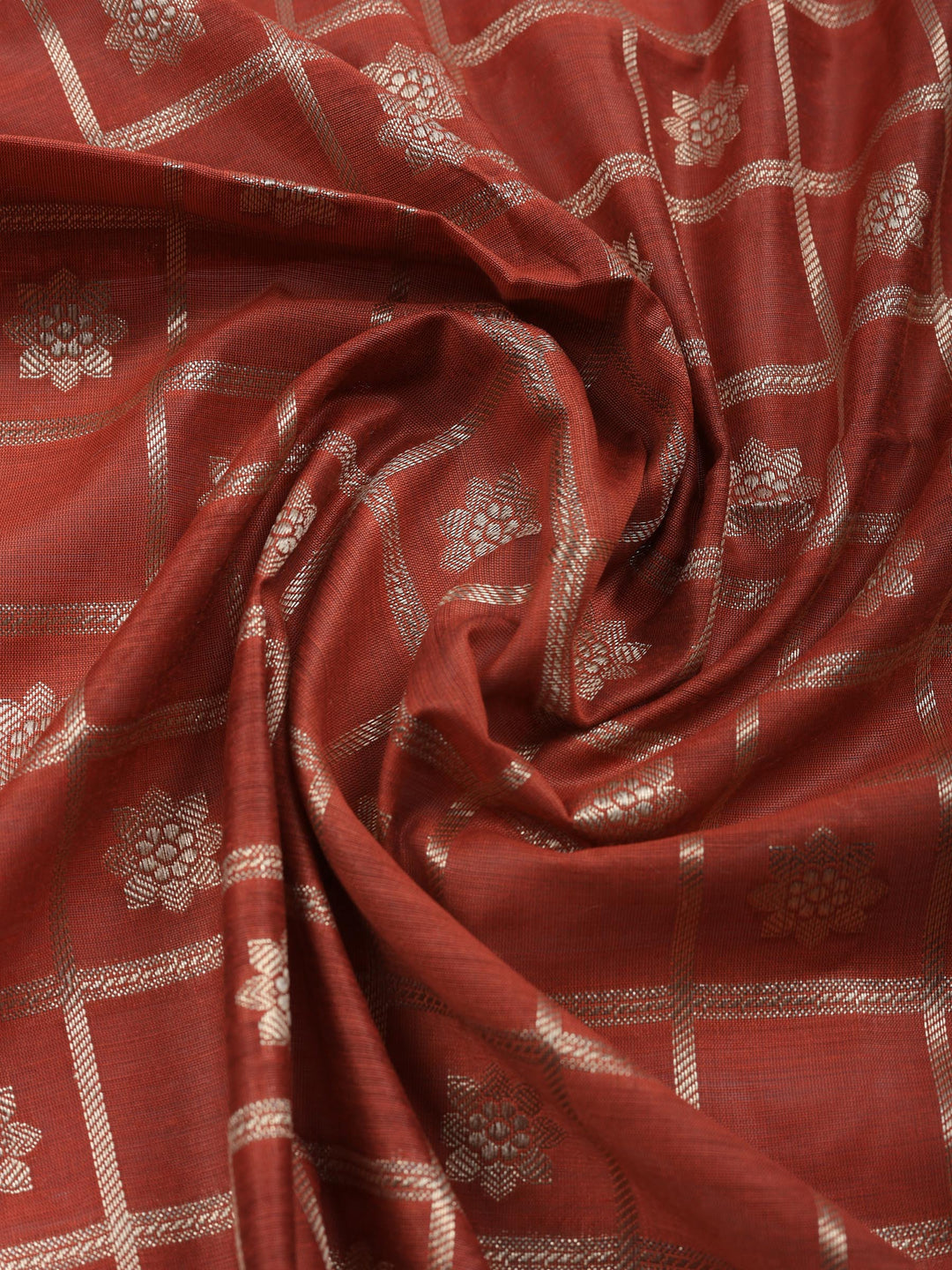 Brick Woven Design Chanderi Unstitched Suit &amp; Pant With Chanderi Dupatta