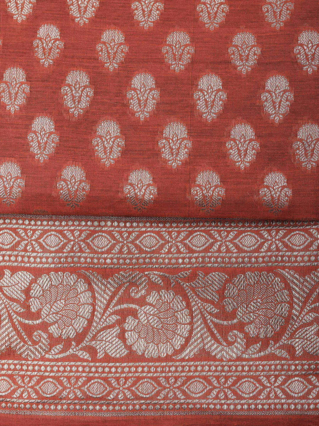 Brick Woven Design Chanderi Unstitched Suit &amp; Pant With Chanderi Dupatta
