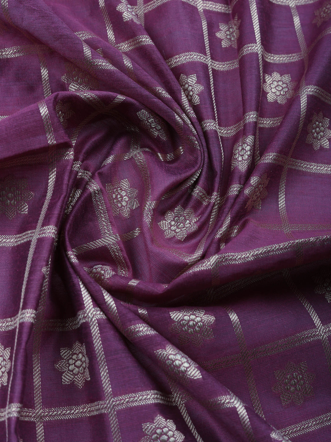 Lavender Woven Design Chanderi Unstitched Suit &amp; Pant With Chanderi Dupatta