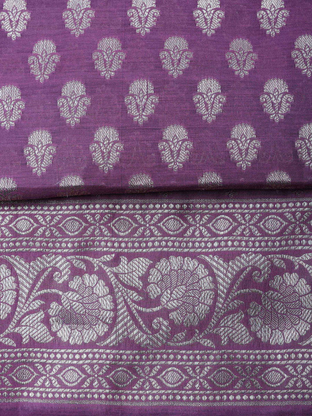 Lavender Woven Design Chanderi Unstitched Suit &amp; Pant With Chanderi Dupatta