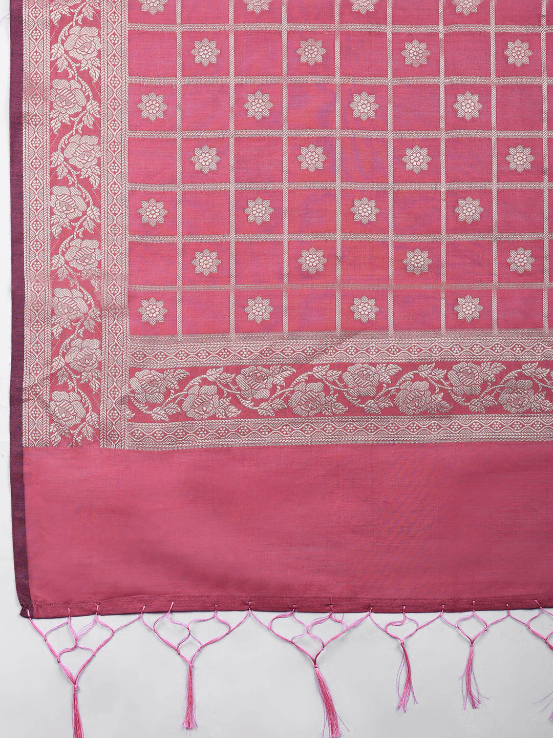 Mauve Woven Design Chanderi Unstitched Suit &amp; Pant With Chanderi Dupatta