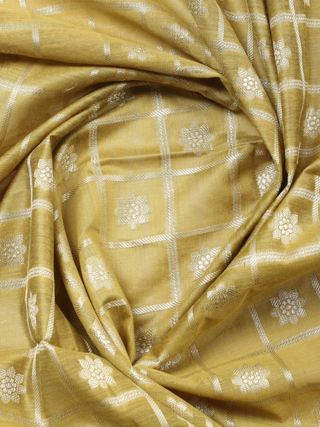 Mehndi Woven Design Chanderi Unstitched Suit &amp; Pant With Chanderi Dupatta