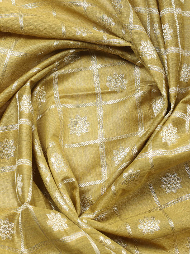 Mehndi Woven Design Chanderi Unstitched Suit &amp; Pant With Chanderi Dupatta