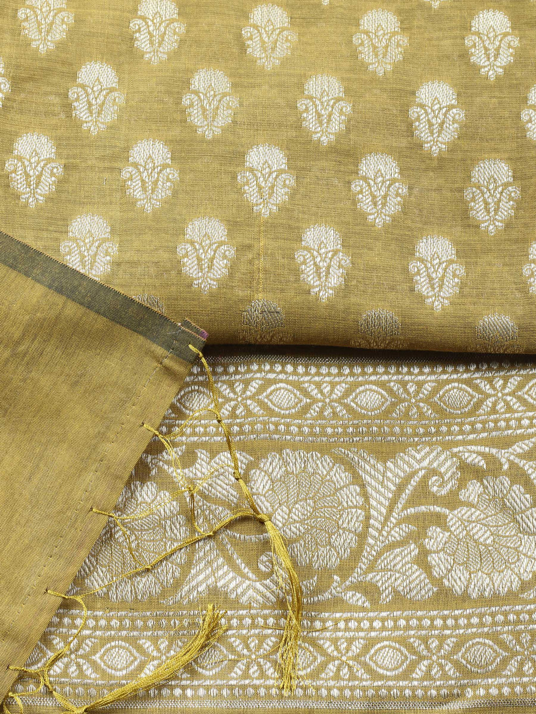 Mehndi Woven Design Chanderi Unstitched Suit &amp; Pant With Chanderi Dupatta